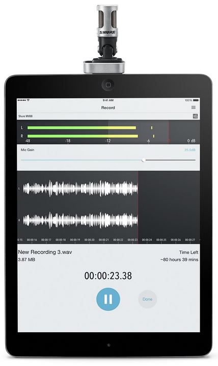 SHURE MV88 IOS数字立体声冷凝器麦克风