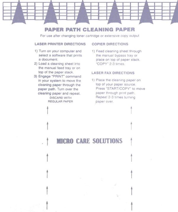 Microcare Laser Printer Cleaning Sheets