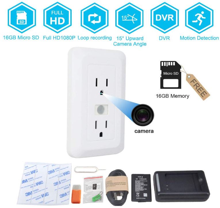 BSTCAM Wall Outlet Spy Hidden Camera