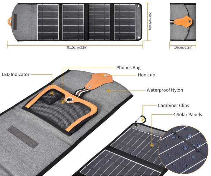 ChoeTech 24W便携式太阳能充电器