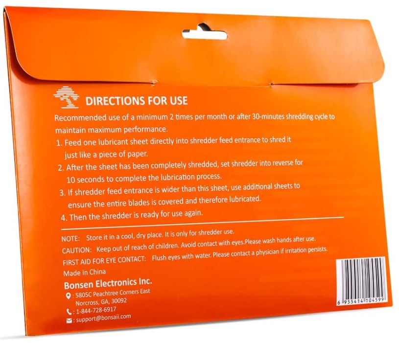 Bonsaii Paper Shredder Lubricant Sheets