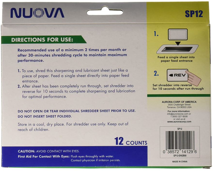 Nuova Shredder Sharpening Lubricant Sheets