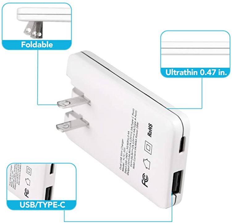 充值超薄USB-C墙充电器