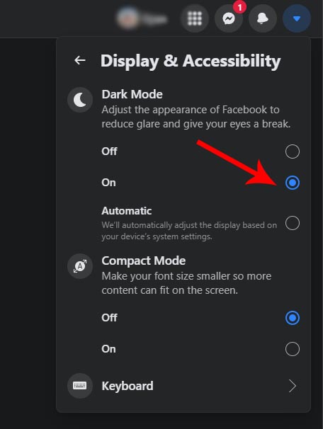 Facebook-dark-Mode-on
